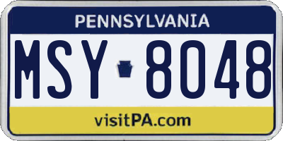 PA license plate MSY8048