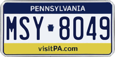 PA license plate MSY8049