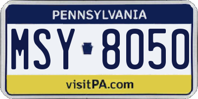 PA license plate MSY8050
