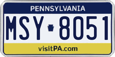 PA license plate MSY8051