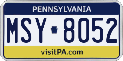 PA license plate MSY8052