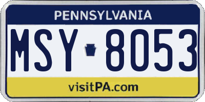 PA license plate MSY8053