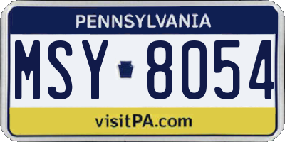PA license plate MSY8054