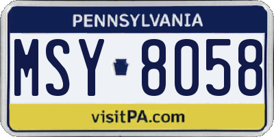 PA license plate MSY8058