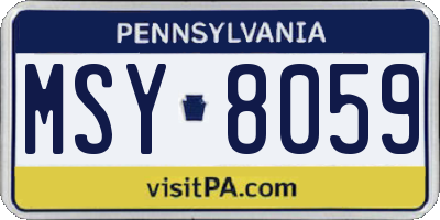 PA license plate MSY8059