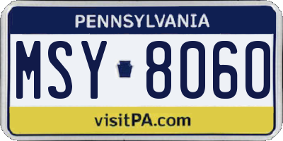 PA license plate MSY8060