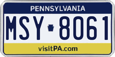 PA license plate MSY8061