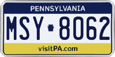 PA license plate MSY8062