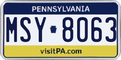 PA license plate MSY8063