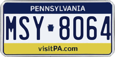 PA license plate MSY8064