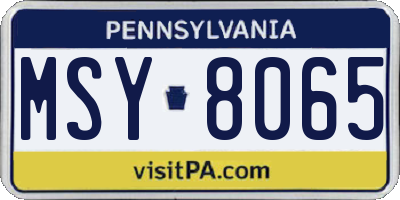 PA license plate MSY8065