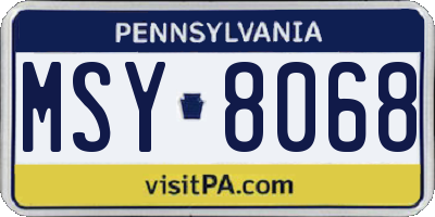 PA license plate MSY8068