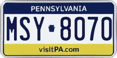 PA license plate MSY8070