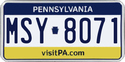 PA license plate MSY8071