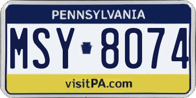 PA license plate MSY8074