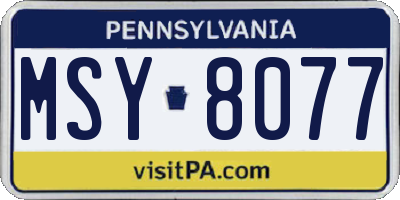 PA license plate MSY8077