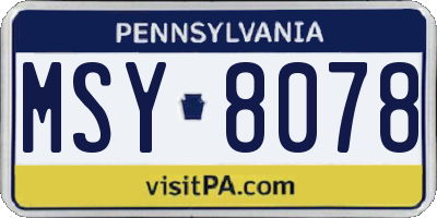 PA license plate MSY8078