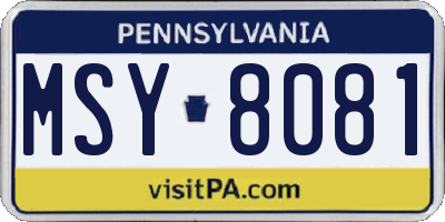 PA license plate MSY8081