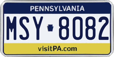 PA license plate MSY8082