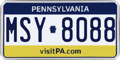 PA license plate MSY8088