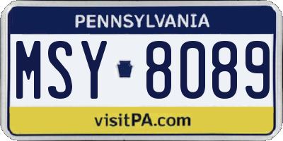 PA license plate MSY8089