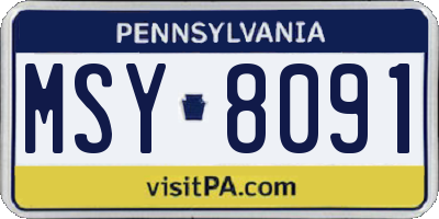 PA license plate MSY8091
