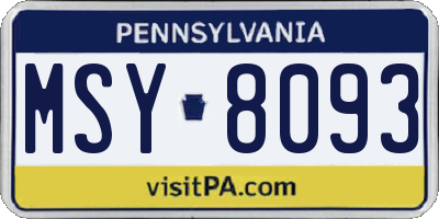 PA license plate MSY8093