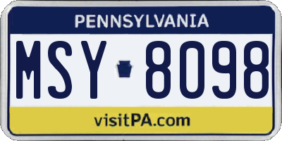 PA license plate MSY8098