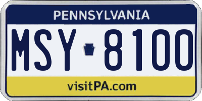 PA license plate MSY8100