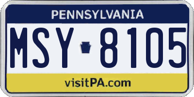 PA license plate MSY8105