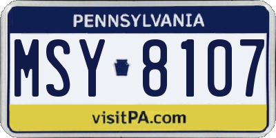 PA license plate MSY8107