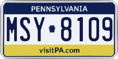 PA license plate MSY8109