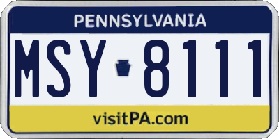 PA license plate MSY8111