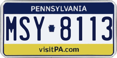 PA license plate MSY8113