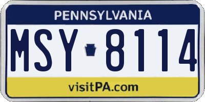 PA license plate MSY8114