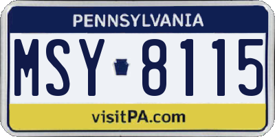 PA license plate MSY8115
