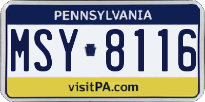 PA license plate MSY8116