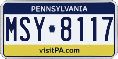 PA license plate MSY8117