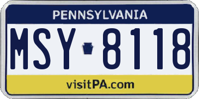 PA license plate MSY8118