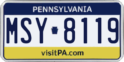 PA license plate MSY8119
