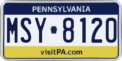 PA license plate MSY8120