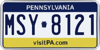 PA license plate MSY8121