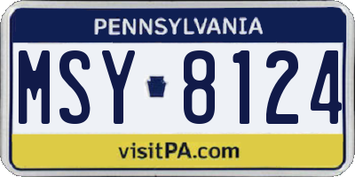 PA license plate MSY8124