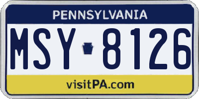 PA license plate MSY8126