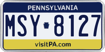 PA license plate MSY8127