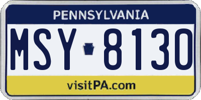 PA license plate MSY8130