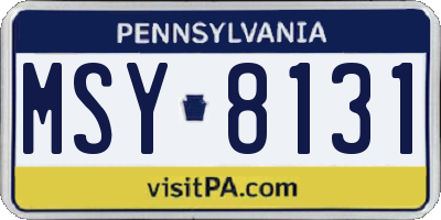 PA license plate MSY8131