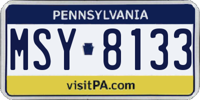 PA license plate MSY8133
