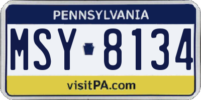 PA license plate MSY8134
