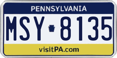 PA license plate MSY8135